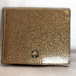 Kate Spade Gold Glitter Wallet with Spade Logo